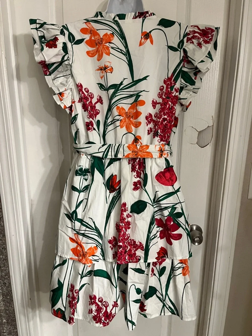 Sugar Lips Anne Floral Ruffle Mini Dress Size large Tiered Coquette Cotton - Picture 11 of 13